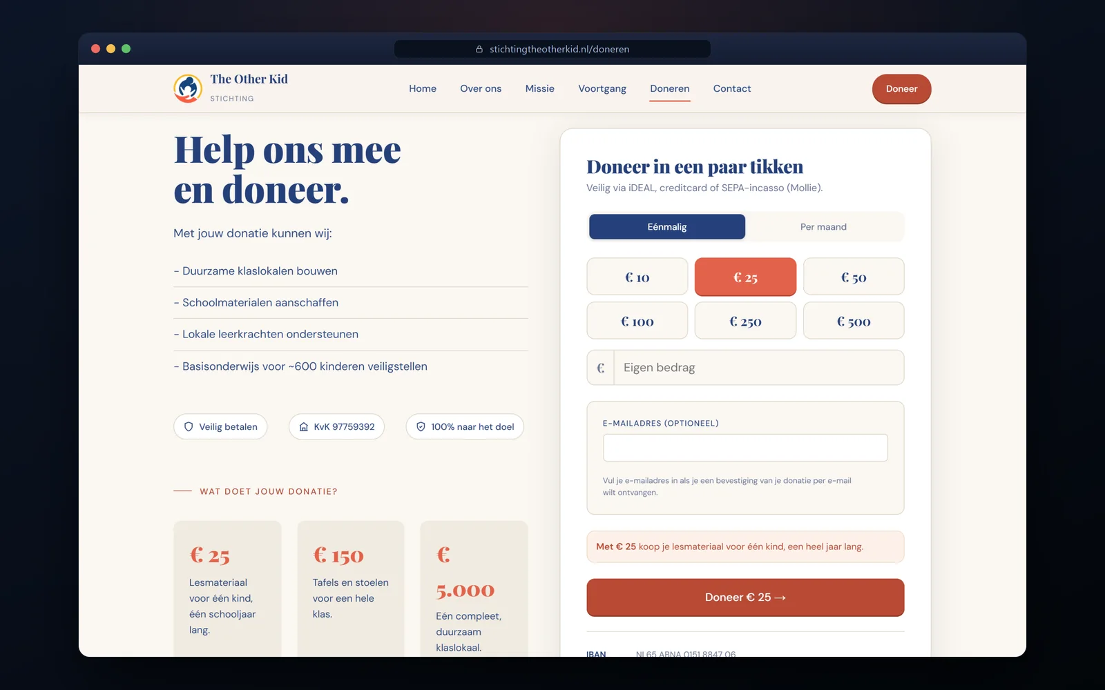 Nieuwe donatiepagina met iDEAL, eenmalig of maandelijks